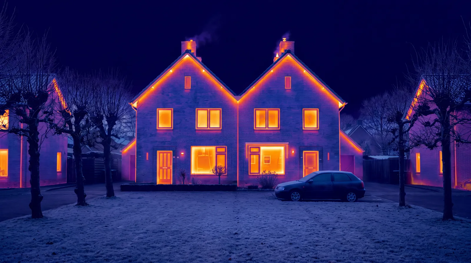 Hetzelfde huis door de infraroodcamera